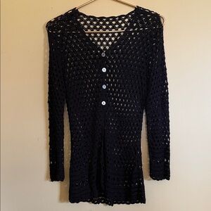 Crochet Button-Front Women's Sweater